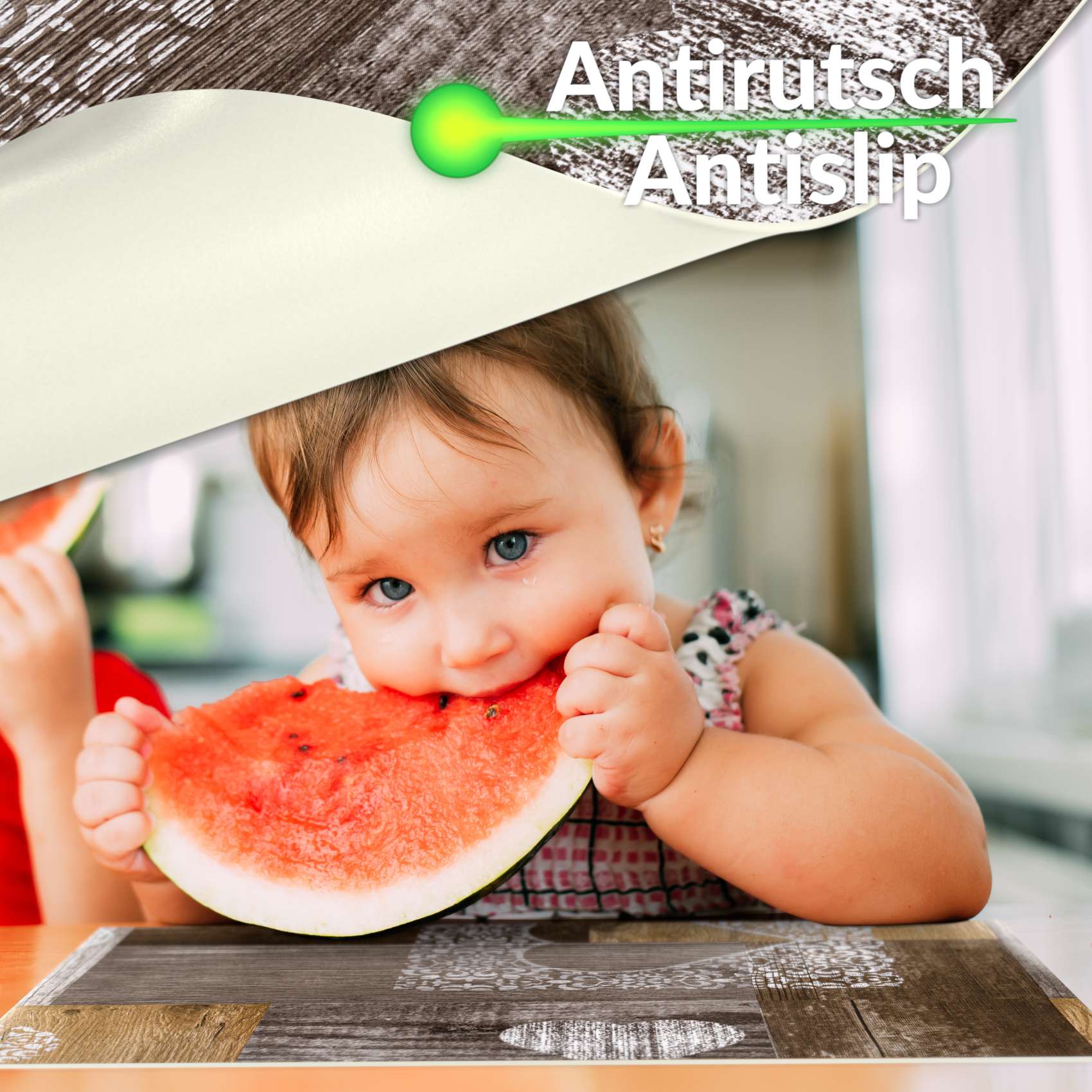 Platzsets Tischset Platzdeckchen abwaschbar Tischuntersetzer PVC hitzebeständig Holz Herz Liebe 35x50cm