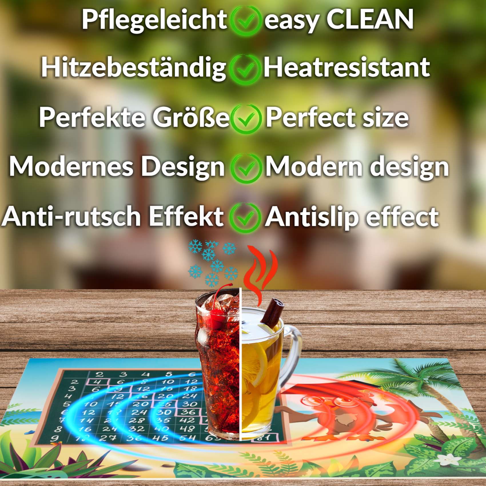 Qualitäts-Tischsets aus PVC – Robust und Pflegeleicht | Einmaleins 35x50cm