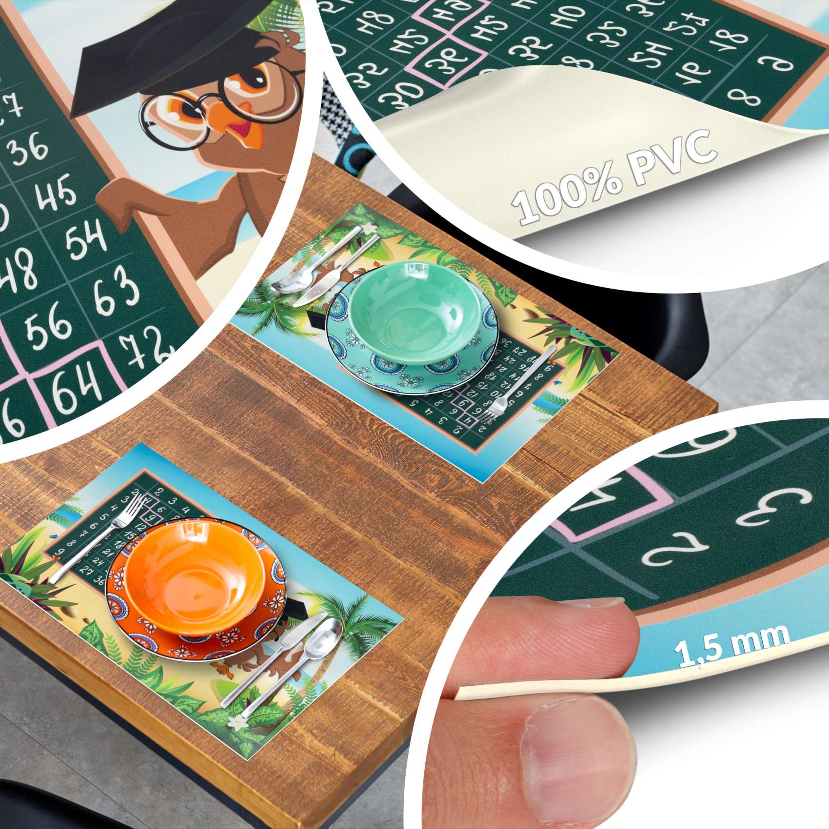 Qualitäts-Tischsets aus PVC – Robust und Pflegeleicht | Einmaleins 35x50cm