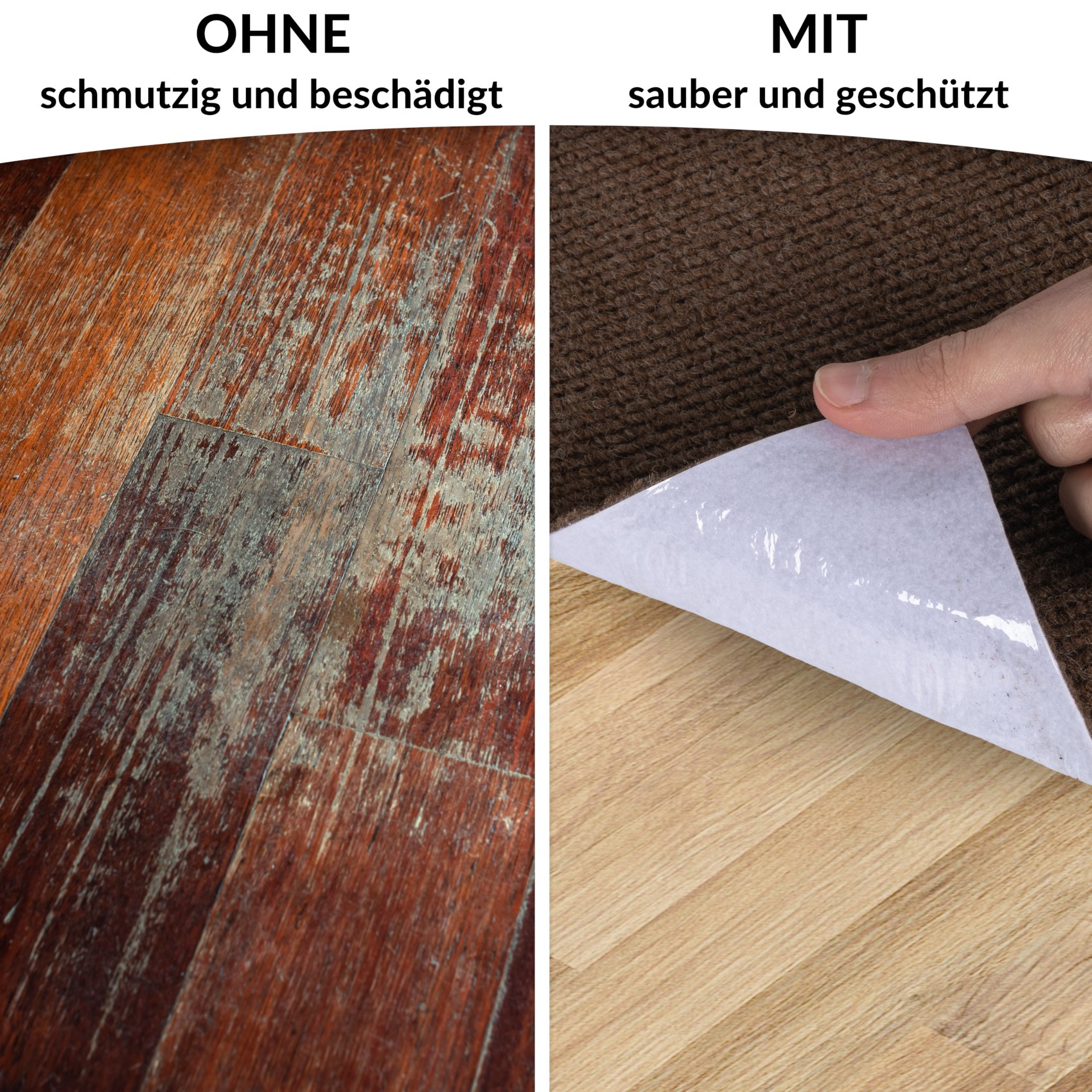 Bürostuhlunterlage Bodenschutzmatte Teppich Schreibtischstuhl Unterlage selbsthaftend NEMESIS Schoko