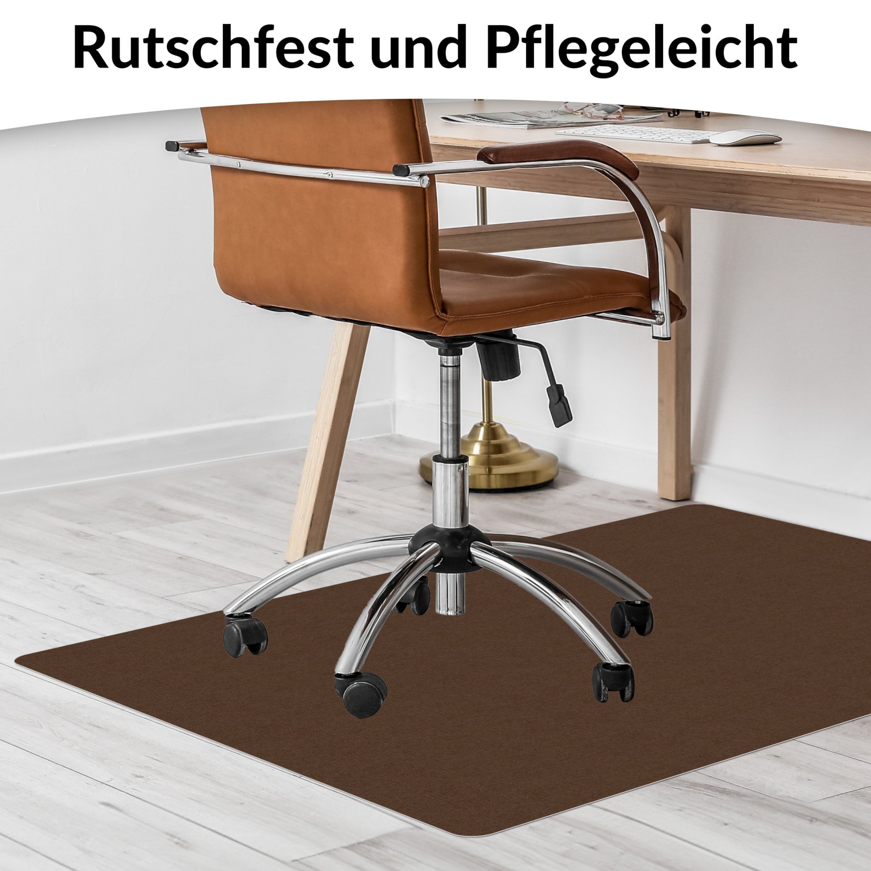 Bürostuhlunterlage Bodenschutzmatte Teppich Schreibtischstuhl Unterlage selbsthaftend NEMESIS Schoko