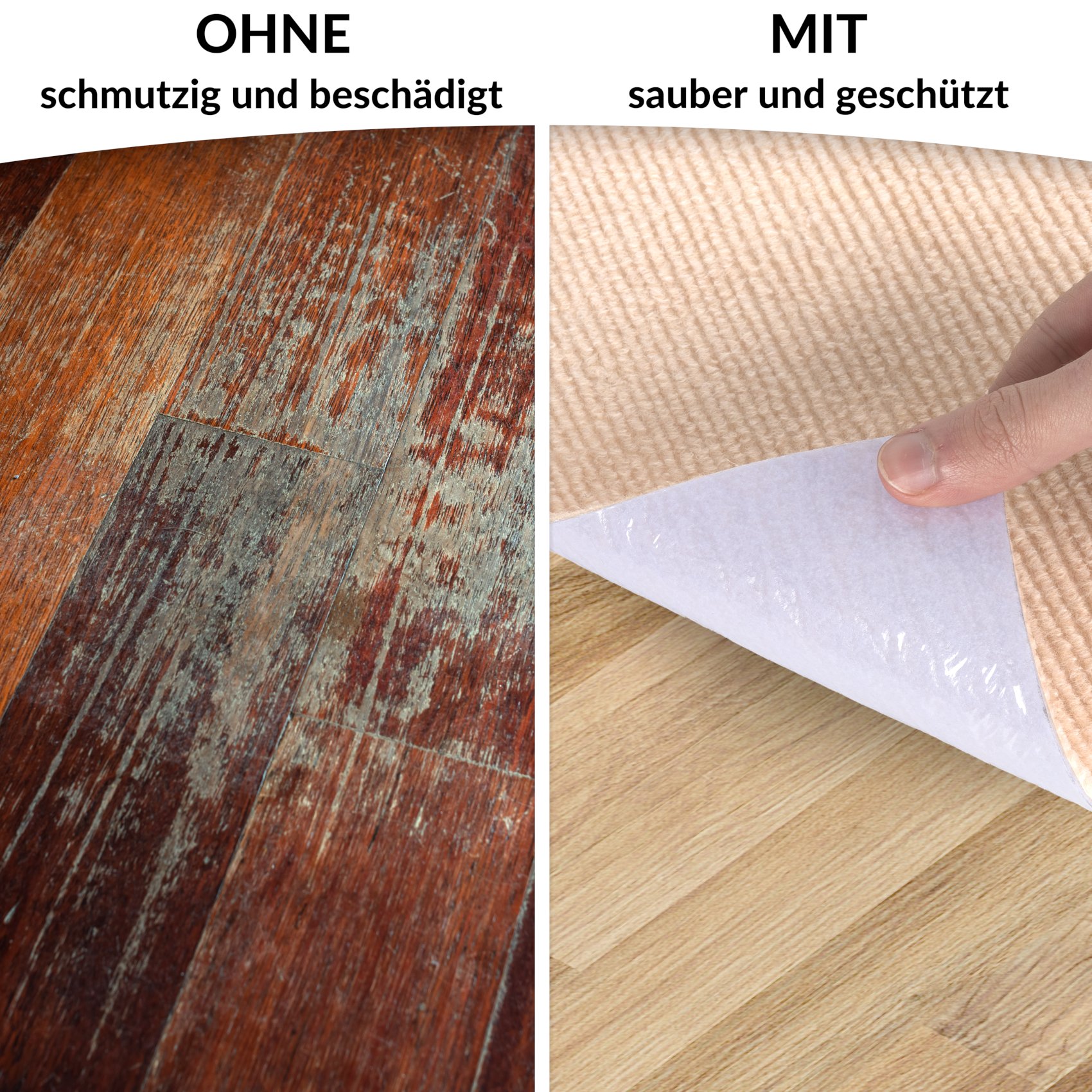 Bürostuhlunterlage Bodenschutzmatte Teppich Schreibtischstuhl Unterlage selbsthaftend NEMESIS Creme