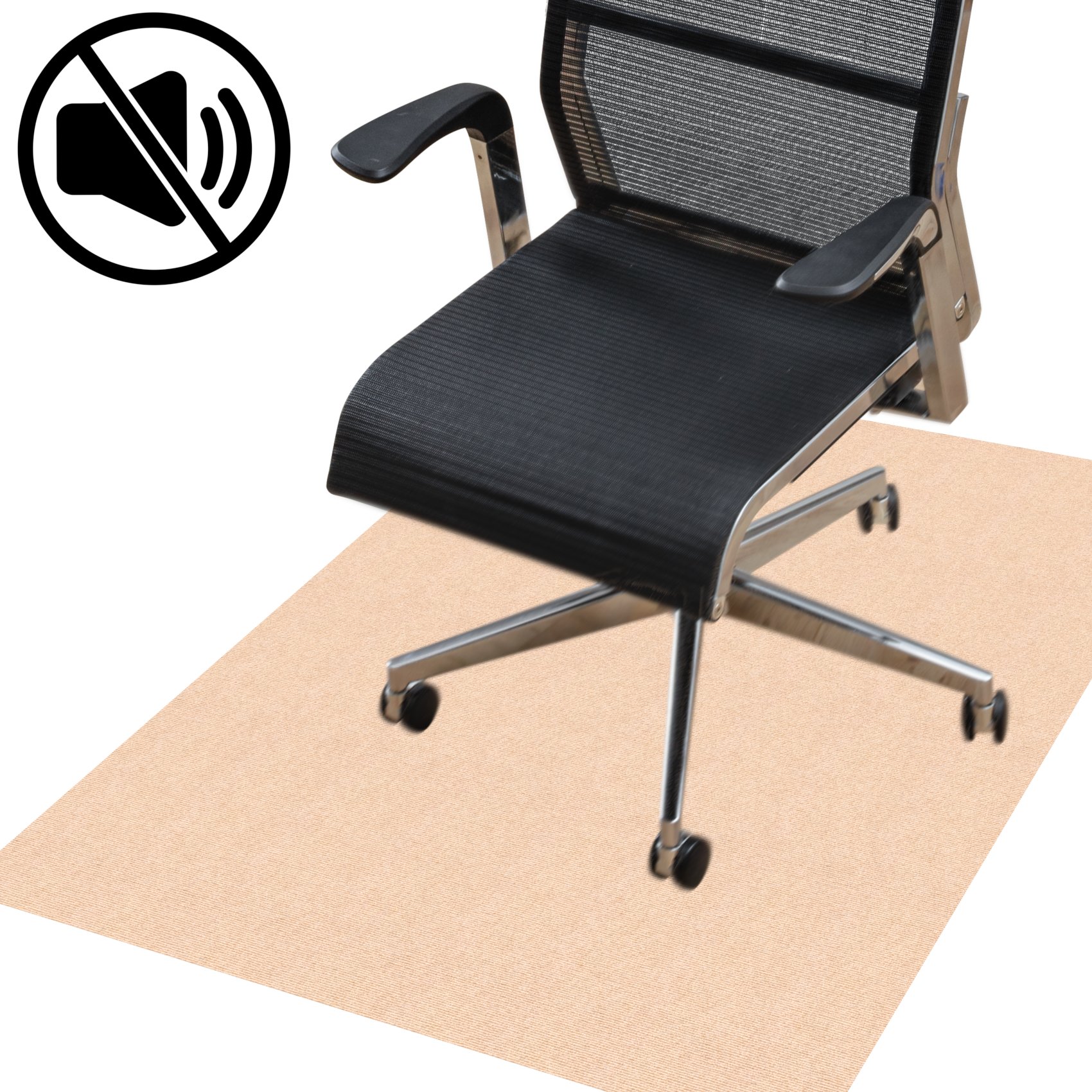 Bürostuhlunterlage Bodenschutzmatte Teppich Schreibtischstuhl Unterlage selbsthaftend NEMESIS Creme