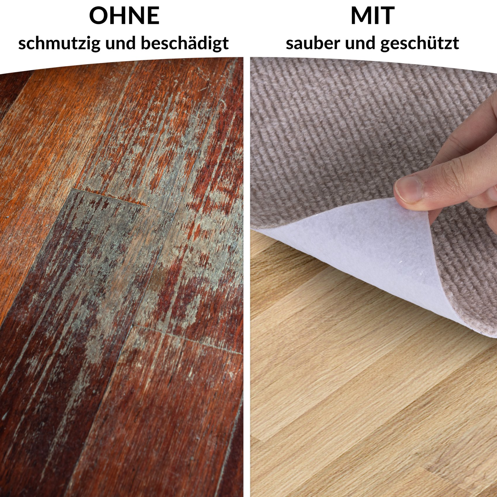 NEMBEIG-RE_40 Bürostuhlunterlage Bodenschutzmatte Teppich Schreibtischstuhl Unterlage selbsthaftend NEMESIS Beige – 090x120cm