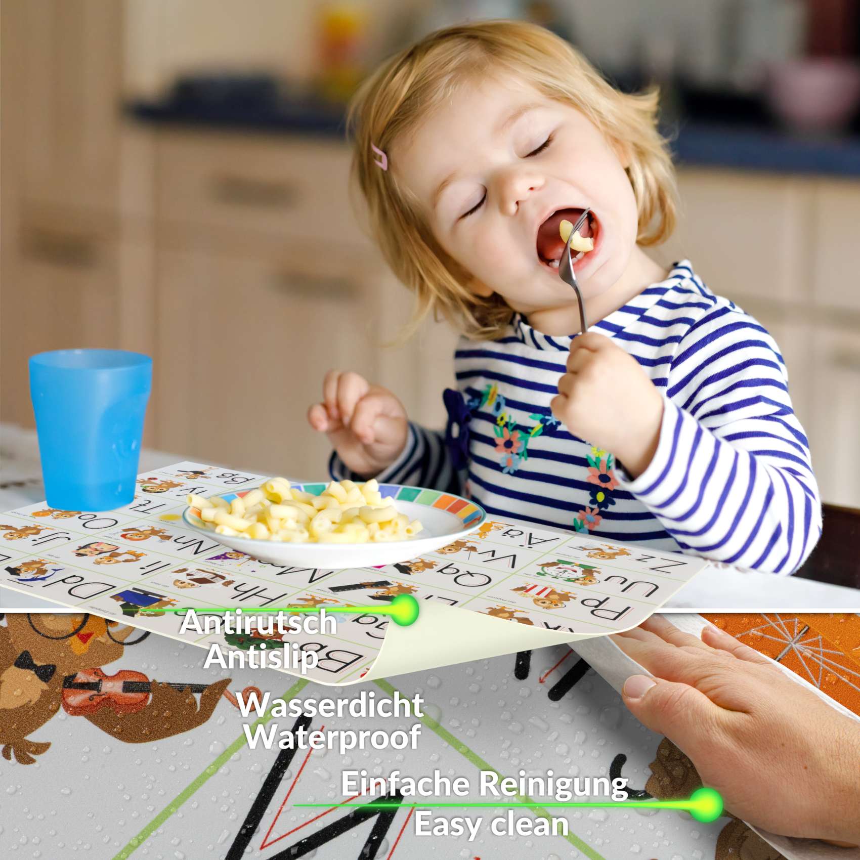 Qualitäts-Tischsets aus PVC – Robust und Pflegeleicht | Alphabet 35x50cm