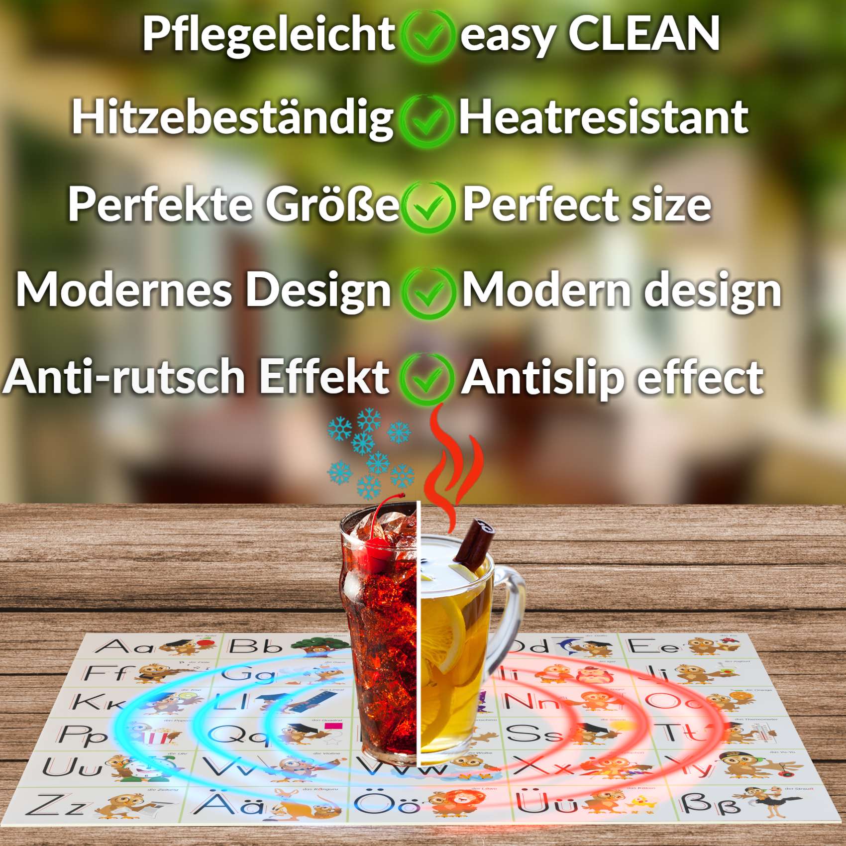 Qualitäts-Tischsets aus PVC – Robust und Pflegeleicht | Alphabet 35x50cm