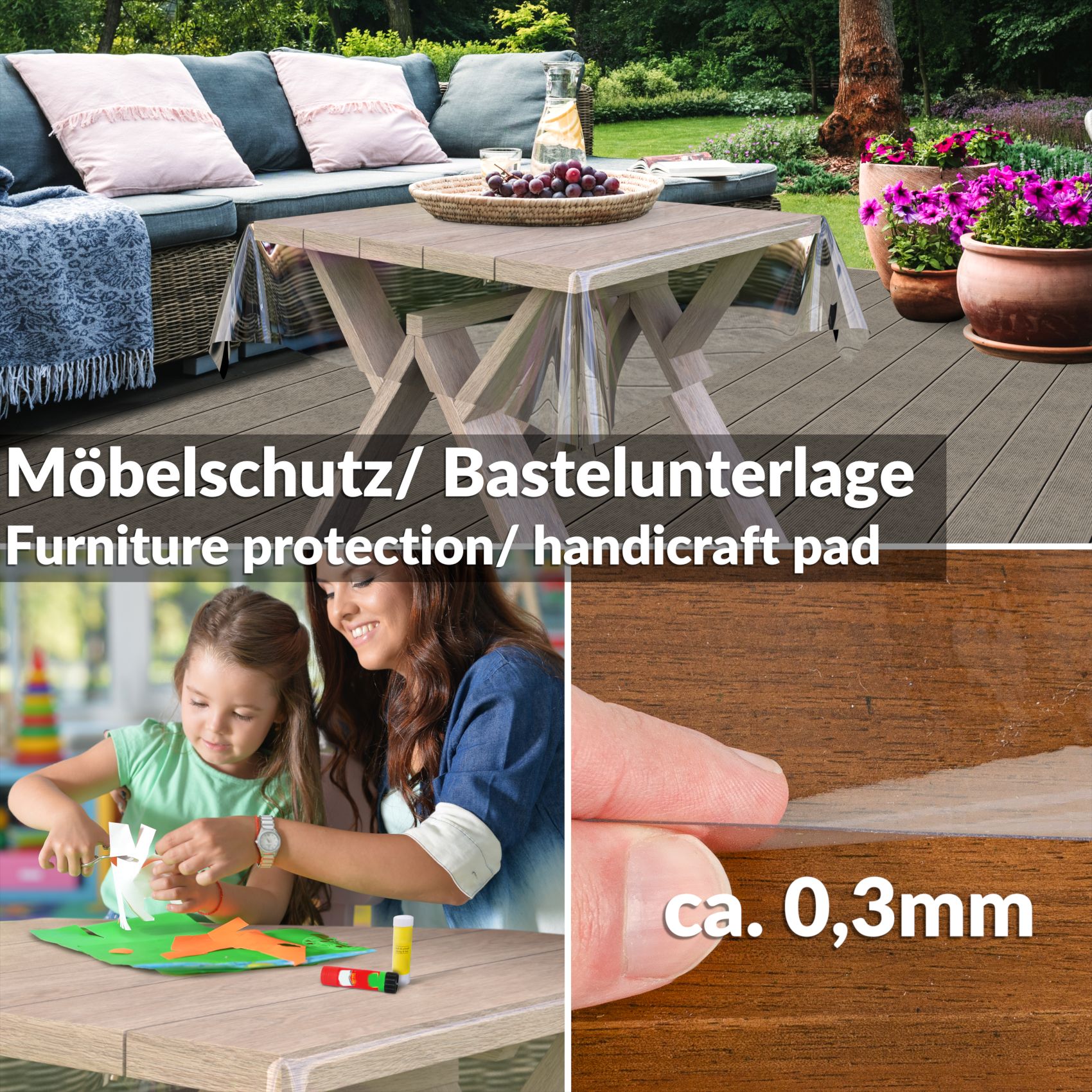 Durchsichtige Tischdecke transparent Tischfolie Tischschutzfolie Schutzfolie 140cm Breite