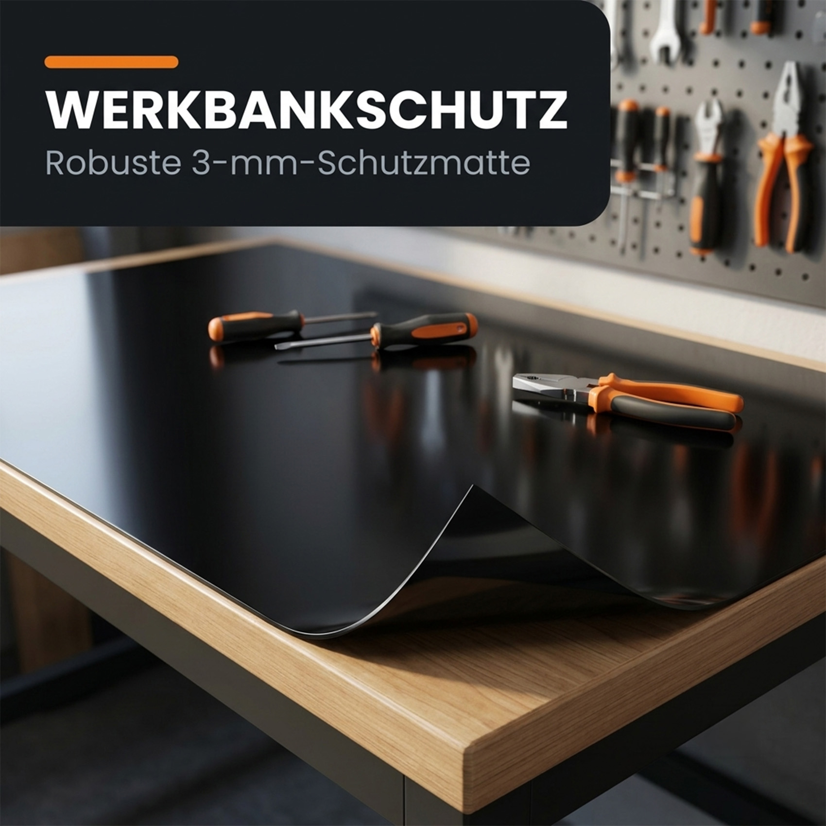 JEDI_SCHW_12 Werkbankauflage nach Maß Werkbank Schutzauflage PVC Schwarz 3mm