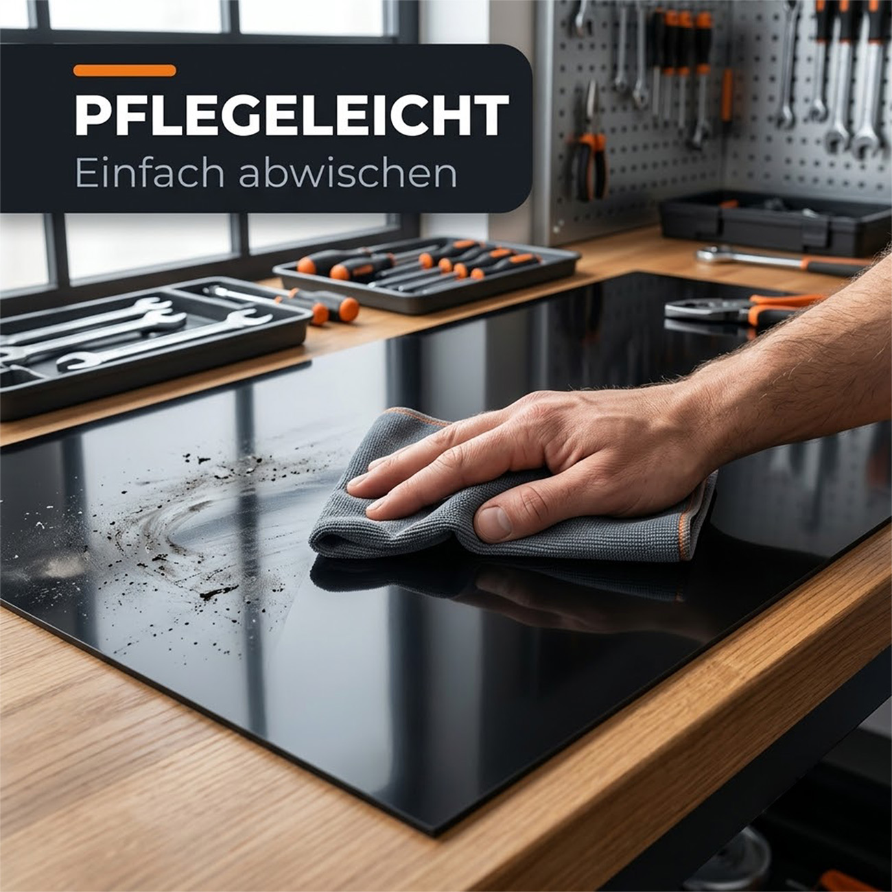 JEDI_SCHW_30 Werkbankauflage nach Maß Werkbank Schutzauflage PVC Schwarz 3mm