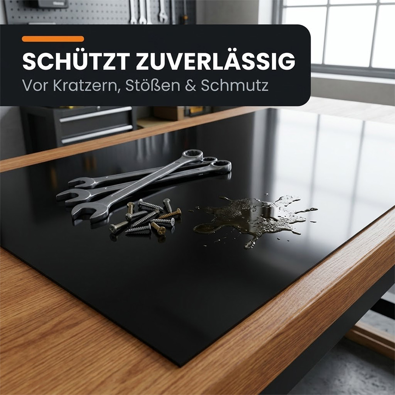 JEDI_SCHW_50 Werkbankauflage nach Maß Werkbank Schutzauflage PVC Schwarz 3mm