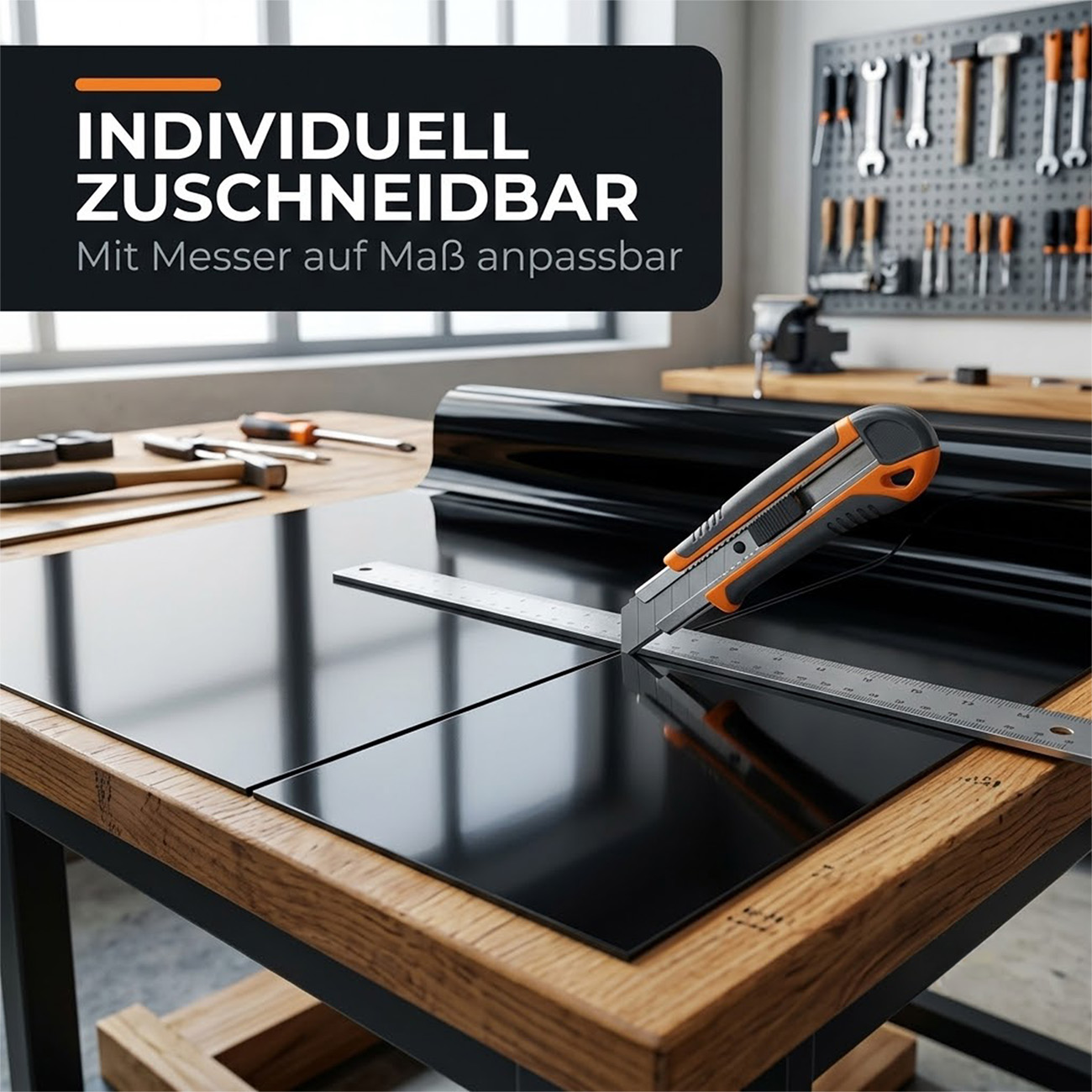 JEDI_SCHW_60 Werkbankauflage nach Maß Werkbank Schutzauflage PVC Schwarz 3mm