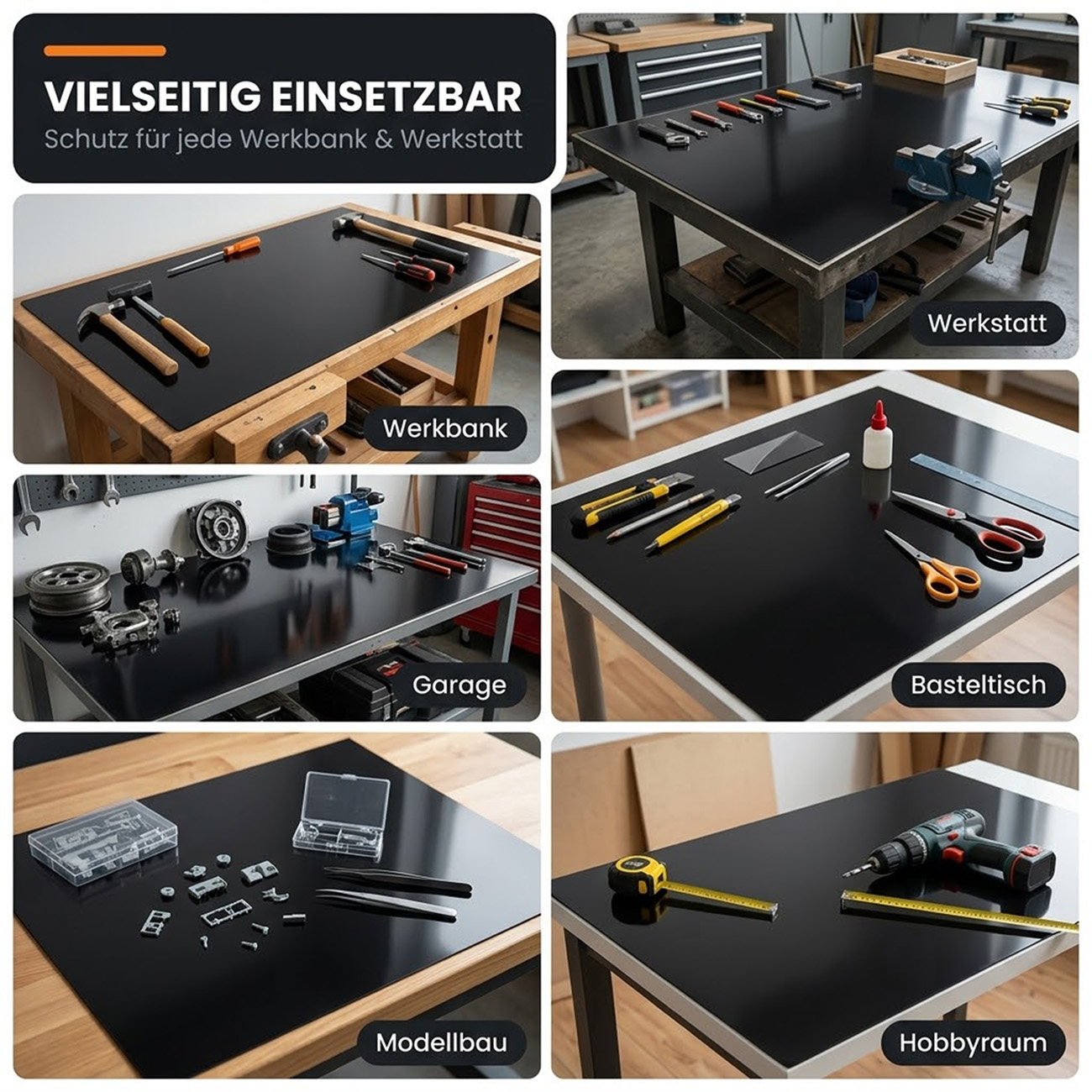 Werkbankauflage nach Maß Werkbank Schutzauflage PVC Schwarz 3mm