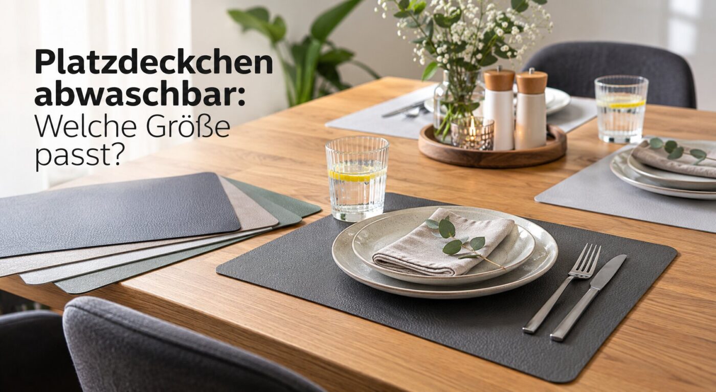 Abwaschbare Platzdeckchen in verschiedenen Farben auf einem Esstisch gedeckt.