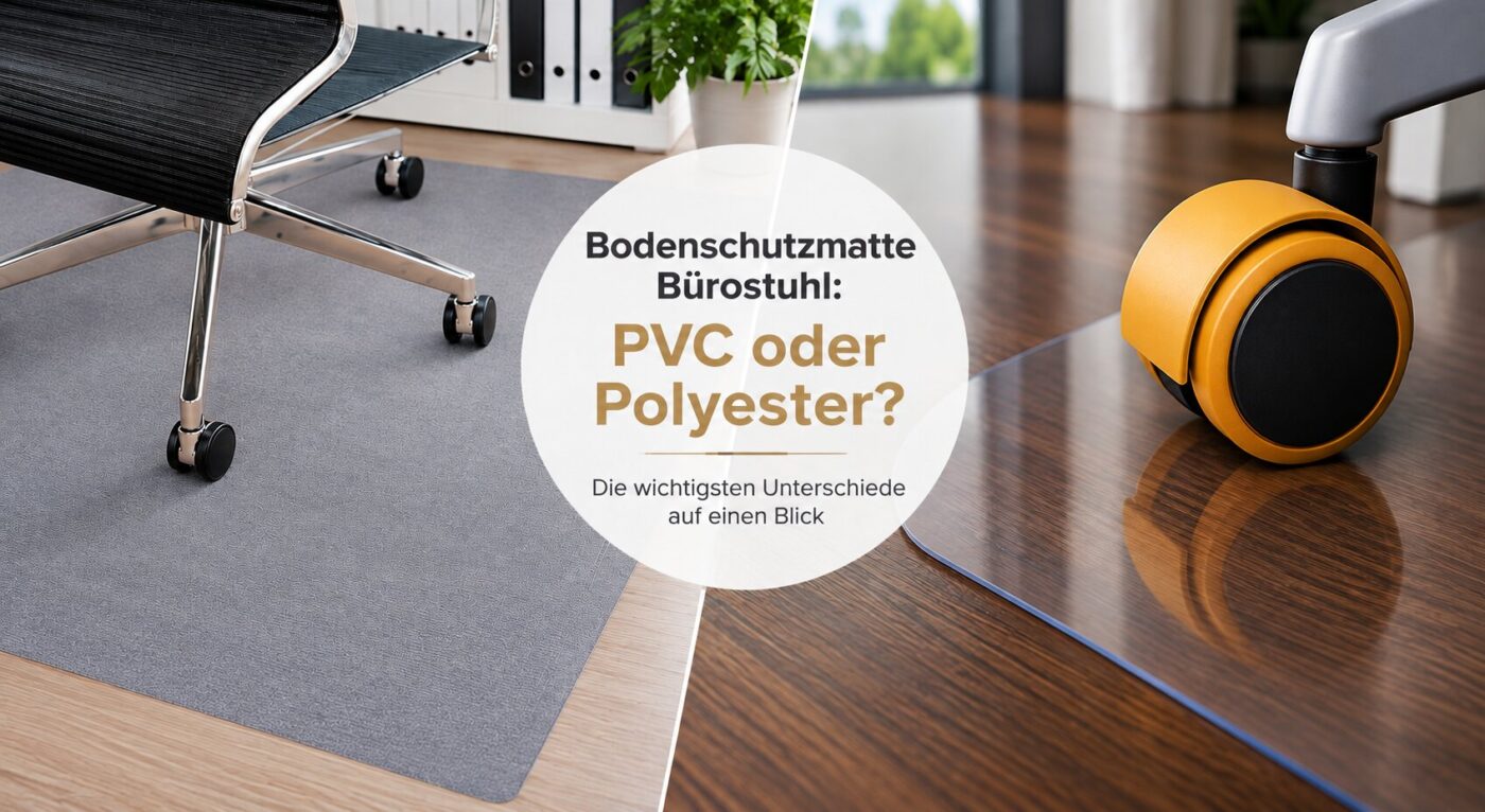 Bodenschutzmatte für Bürostuhl: Vergleich zwischen PVC- und Polyester-Material.